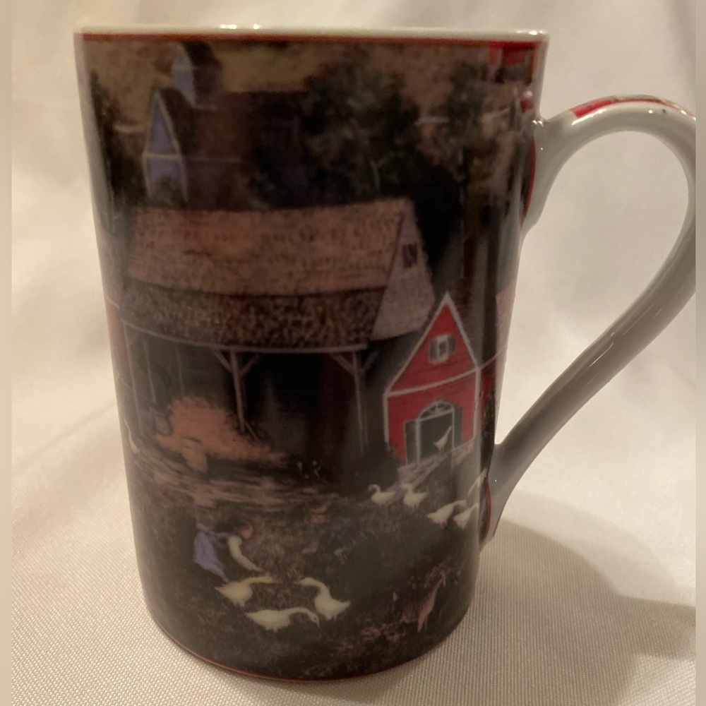 Amish Print Giftware Mug Cup with Beautiful Farm Country Scene EUC !!